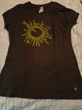 Danskin Now Black Logo Tee with Subtle Red Accent